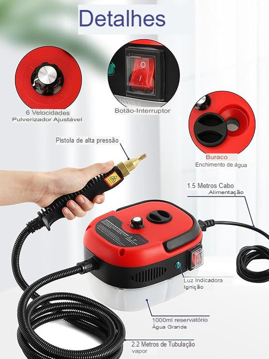 Máquina de limpeza a vapor pressurizada de alta temperatura portátil de 2500 W